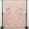 小紋 良品 しつけ糸付き 縮緬 正絹 風景柄 袷仕立て 身丈160.5cm 裄丈64.5cm リサイクル着物 着物 ピンク_画像1