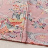 小紋 良品 しつけ糸付き 縮緬 正絹 風景柄 袷仕立て 身丈160.5cm 裄丈64.5cm リサイクル着物 着物 ピンク_画像12
