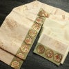 名古屋帯 六通柄 良品 正絹 古典柄 名古屋仕立て なごや帯 リサイクル帯 帯 引箔 雪輪 麻の葉 ベージュ_画像16