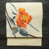 名古屋帯 太鼓柄 縮緬 正絹 花柄 名古屋仕立て なごや帯 リサイクル帯 帯 シンプル クリーム_画像1