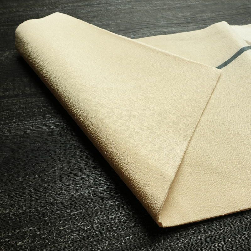 名古屋帯 太鼓柄 縮緬 正絹 花柄 名古屋仕立て なごや帯 リサイクル帯 帯 シンプル クリーム_画像10