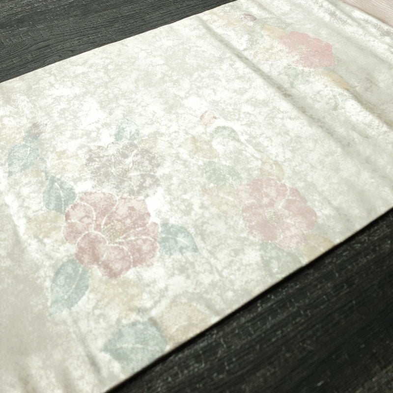 名古屋帯 六通柄 良品 正絹 花柄 名古屋仕立て なごや帯 リサイクル帯 帯 箔 金・銀_画像11