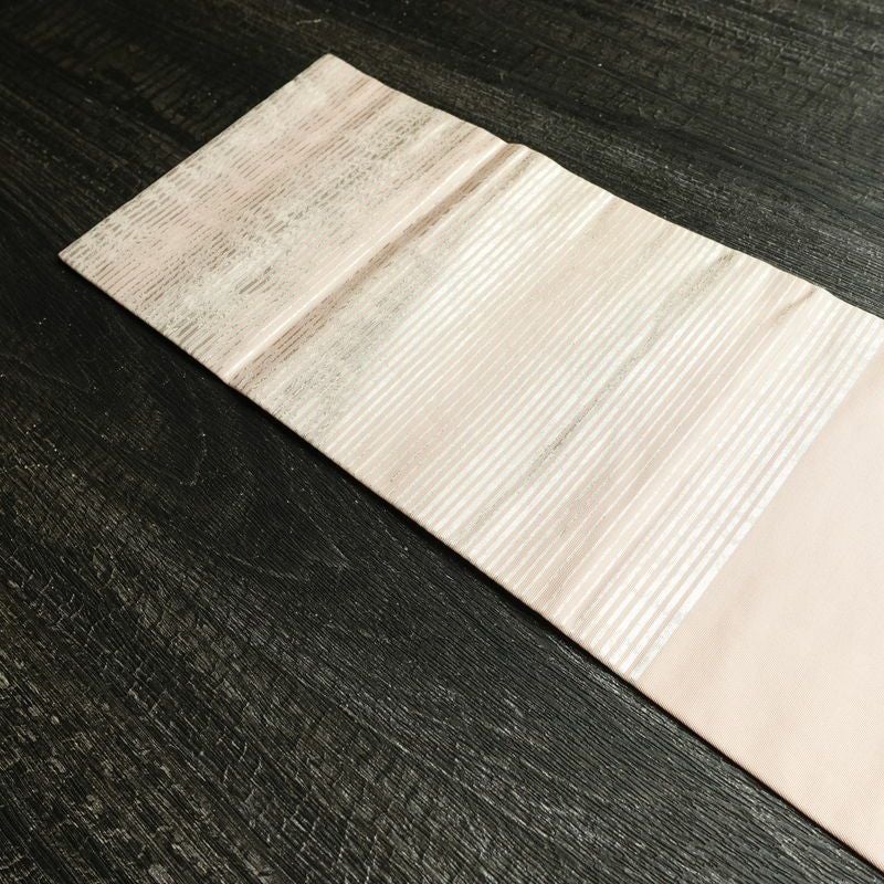 名古屋帯 六通柄 良品 正絹 花柄 名古屋仕立て なごや帯 リサイクル帯 帯 箔 金・銀_画像15