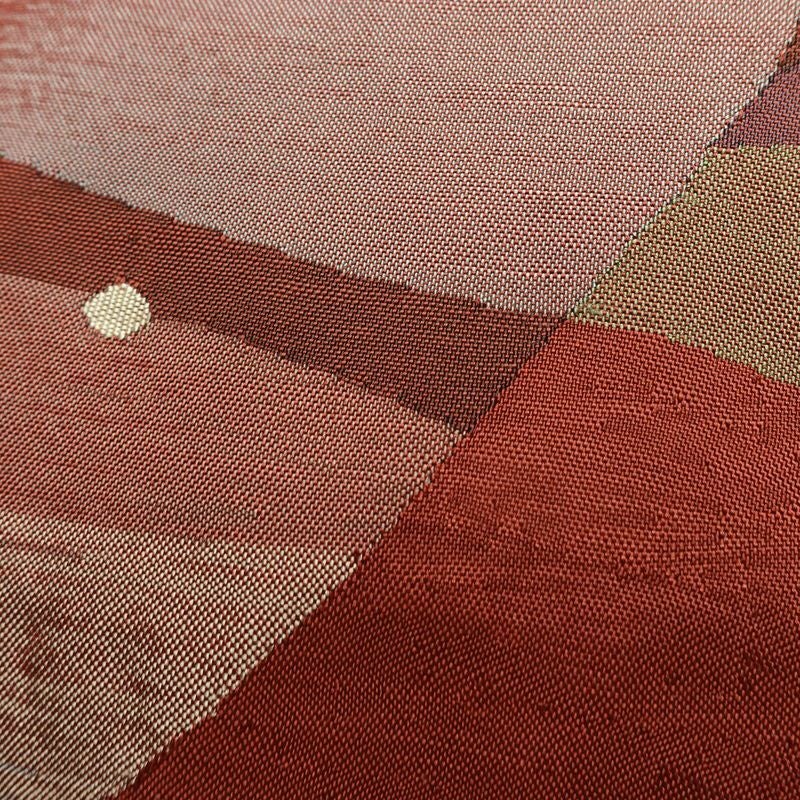 名古屋帯 太鼓柄 正絹 幾何学柄・抽象柄 名古屋仕立て なごや帯 リサイクル帯 帯 モダン 茶_画像3