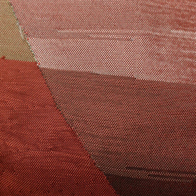 名古屋帯 太鼓柄 正絹 幾何学柄・抽象柄 名古屋仕立て なごや帯 リサイクル帯 帯 モダン 茶_画像6