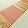 名古屋帯 太鼓柄 良品 正絹 縞柄・線柄 名古屋仕立て なごや帯 リサイクル帯 帯 ピンクオレンジ 橙_画像8