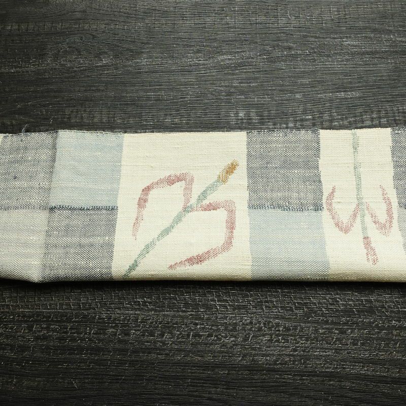 名古屋帯 六通柄 正絹 幾何学柄・抽象柄 松葉仕立て なごや帯 リサイクル帯 帯 モダン 多色使い_画像12