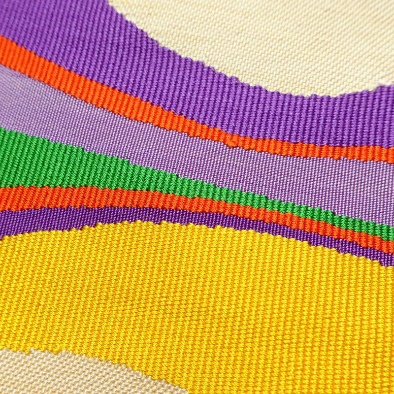 名古屋帯 太鼓柄 良品 正絹 幾何学柄・抽象柄 名古屋仕立て なごや帯 リサイクル帯 帯 モダン クリーム_画像5