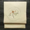 名古屋帯 太鼓柄 良品 正絹 花柄 名古屋仕立て なごや帯 リサイクル帯 帯 刺繍 シンプル ベージュ_画像1