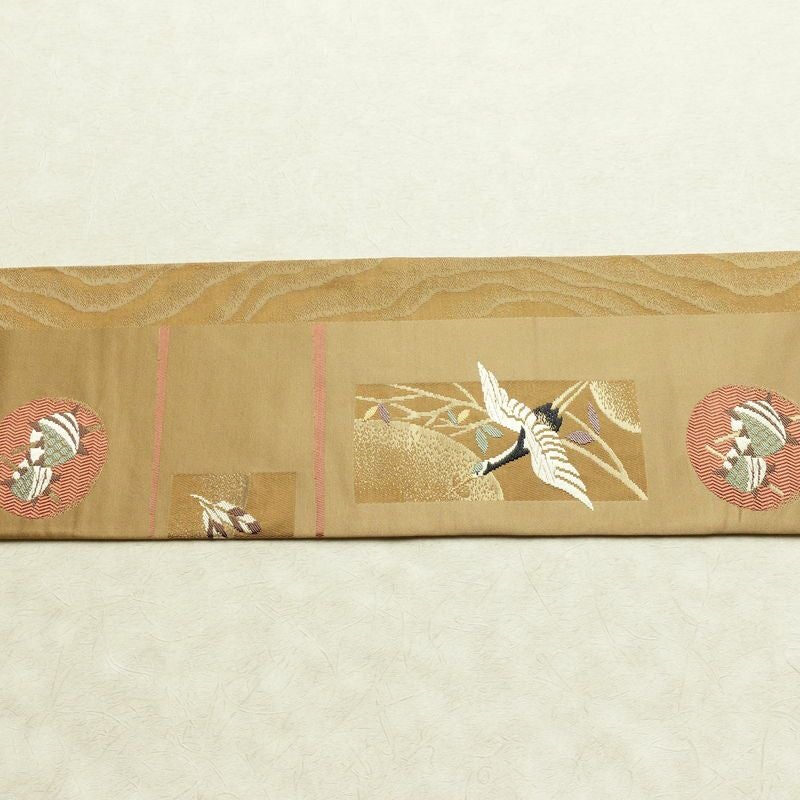 名古屋帯 六通柄 良品 正絹 古典柄 名古屋仕立て なごや帯 リサイクル帯 帯 箔 黄・黄土色_画像16