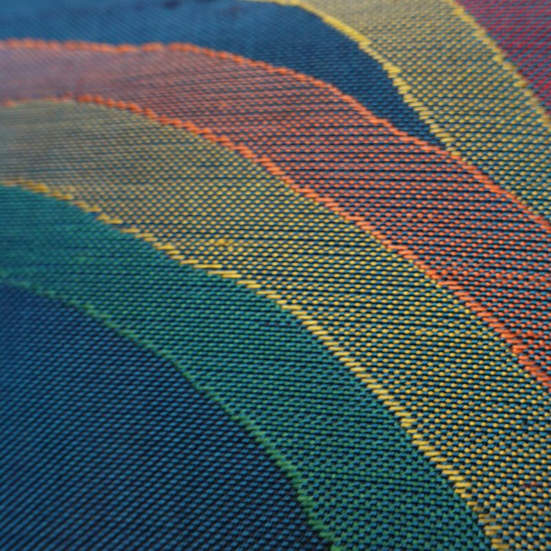 名古屋帯 六通柄 正絹 幾何学柄・抽象柄 松葉仕立て なごや帯 リサイクル帯 帯 モダン 青・紺_画像6