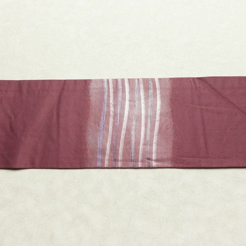 名古屋帯 太鼓柄 正絹 幾何学柄・抽象柄 名古屋仕立て なごや帯 リサイクル帯 帯 シンプル 紫・藤色_画像13