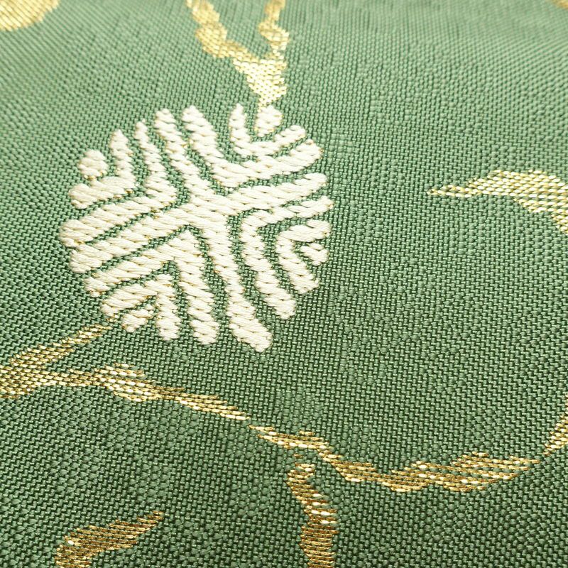 袋帯 太鼓柄 フォーマル用 正絹 花柄 リサイクル帯 帯 金糸 緑・うぐいす色_画像5