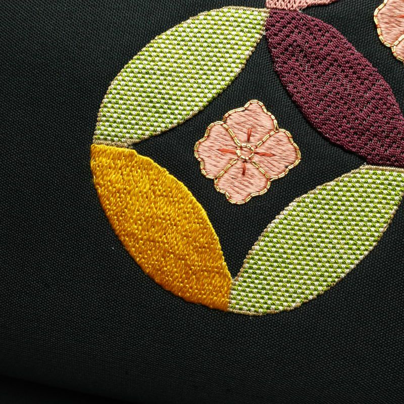 名古屋帯 太鼓柄 金駒刺繍 正絹 古典柄 名古屋仕立て なごや帯 リサイクル帯 帯 刺繍 シンプル 黒_画像3