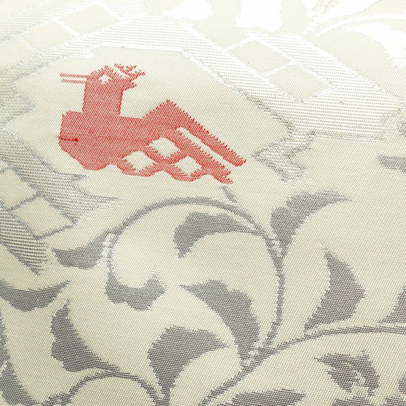 名古屋帯 六通柄 正絹 幾何学柄・抽象柄 名古屋仕立て なごや帯 リサイクル帯 帯 箔 モダン クリーム_画像5