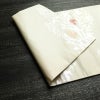 名古屋帯 六通柄 正絹 幾何学柄・抽象柄 名古屋仕立て なごや帯 リサイクル帯 帯 箔 モダン クリーム_画像10