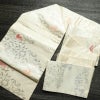 名古屋帯 六通柄 正絹 幾何学柄・抽象柄 名古屋仕立て なごや帯 リサイクル帯 帯 箔 モダン クリーム_画像17