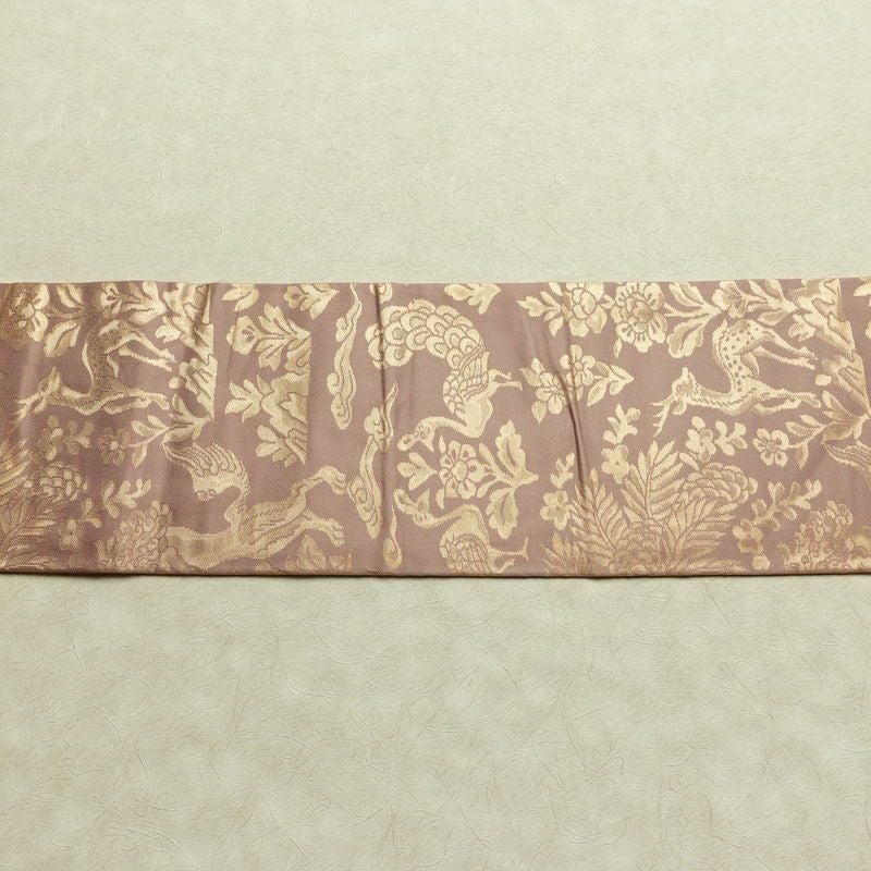 名古屋帯 六通柄 正絹 幾何学柄・抽象柄 名古屋仕立て なごや帯 リサイクル帯 帯 箔 小豆・エンジ_画像16