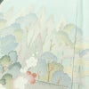 訪問着 良品 落款入り 縮緬 一つ紋付き 正絹 風景柄 袷仕立て 身丈158cm 裄丈67cm リサイクル着物 着物 共八掛 入学式 卒業式 七五三 お宮参り フォーマル 上品 緑・うぐいす色_画像9