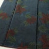 大島紬 良品 証紙なし しつけ糸付き 正絹 木の葉・植物柄 袷仕立て 身丈158.5cm 裄丈64.5cm リサイクル着物 着物 青・紺_画像4