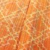 単衣 紬 美品 バチ衿仕立て 正絹 縞柄・線柄 単衣仕立て 身丈155cm 裄丈62.5cm リサイクル着物 一部しつけ糸付き 着物 橙_画像10