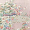 色留袖 美品 落款入り 縮緬 三つ紋付き 正絹 風景柄 袷仕立て 身丈163.5cm 裄丈66.5cm リサイクル着物 一部しつけ糸付き 着物 結婚式 パーティー フォーマル 松 ピンク_画像6