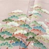 色留袖 美品 落款入り 縮緬 三つ紋付き 正絹 風景柄 袷仕立て 身丈163.5cm 裄丈66.5cm リサイクル着物 一部しつけ糸付き 着物 結婚式 パーティー フォーマル 松 ピンク_画像9