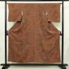 小紋 縮緬 正絹 古典柄 袷仕立て 身丈151.5cm 裄丈64cm リサイクル着物 着物 茶_画像1
