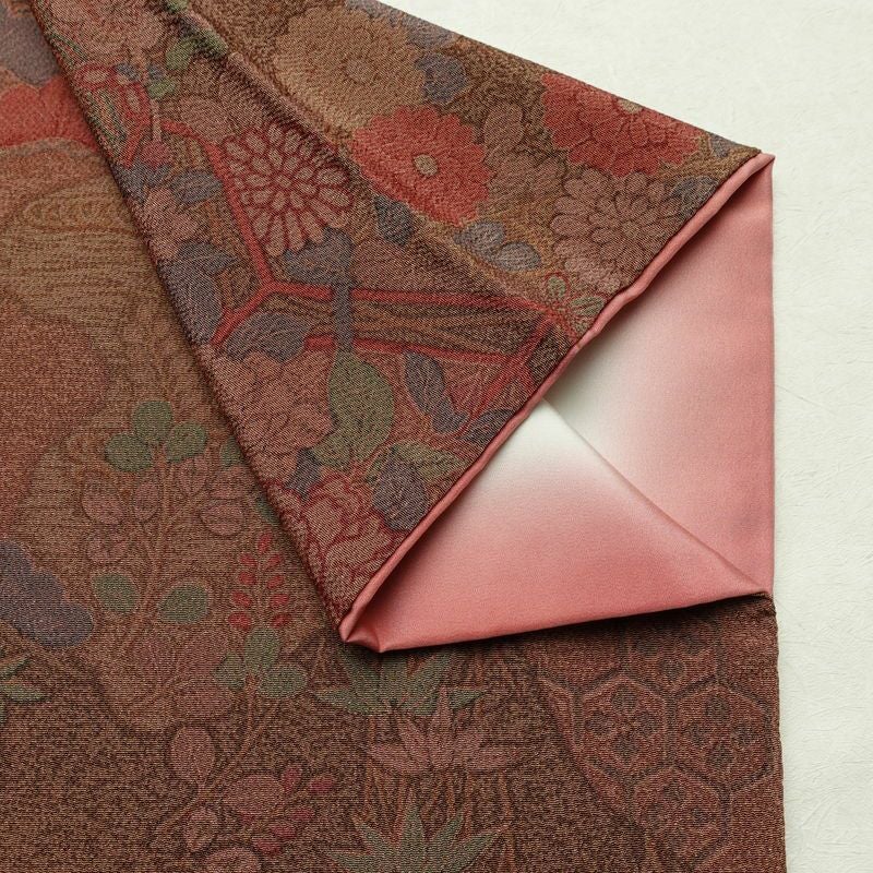 小紋 縮緬 正絹 古典柄 袷仕立て 身丈151.5cm 裄丈64cm リサイクル着物 着物 茶_画像15