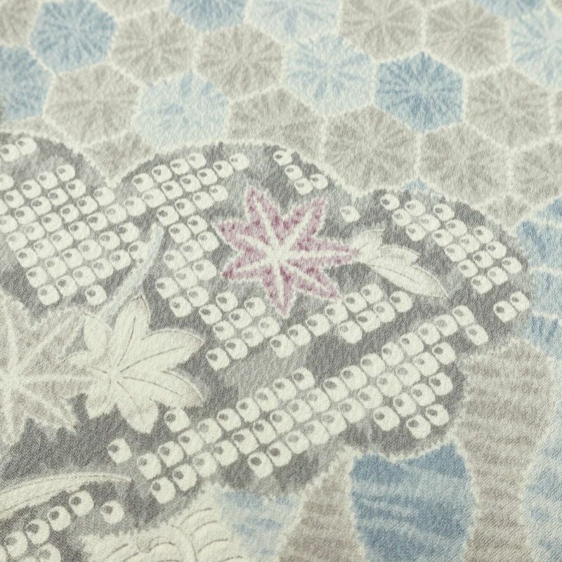 小紋 良品 しつけ糸付き 正絹 古典柄 袷仕立て 身丈162.5cm 裄丈65.5cm リサイクル着物 着物 青・紺_画像7