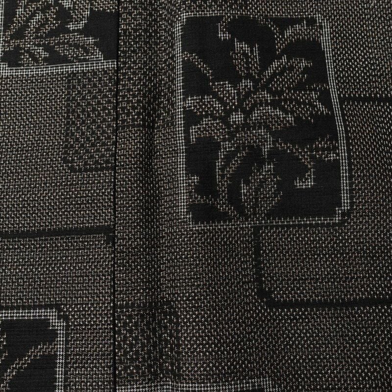 紬 良品 正絹 木の葉・植物柄 袷仕立て 身丈161.5cm 裄丈63cm リサイクル着物 着物 茶_画像6