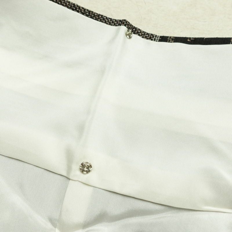 紬 良品 正絹 木の葉・植物柄 袷仕立て 身丈161.5cm 裄丈63cm リサイクル着物 着物 茶_画像18