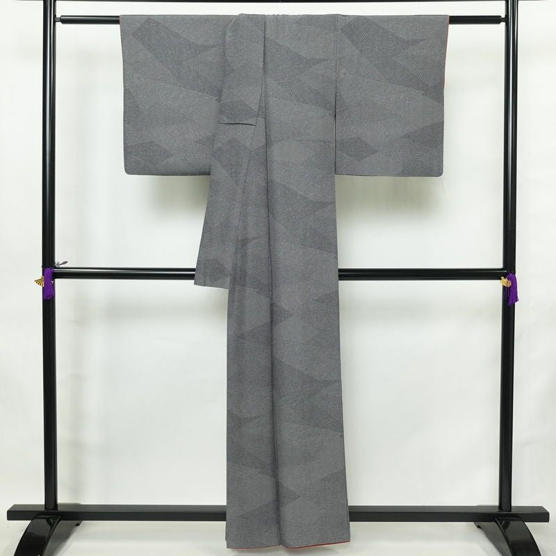 小紋 正絹 古典柄 袷仕立て 身丈158.5cm 裄丈64cm リサイクル着物 着物 青・紺_画像2