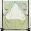 訪問着 落款入り 絞り 金駒刺繍 正絹 花柄 袷仕立て 身丈159.5cm 裄丈63.5cm リサイクル着物 着物 箔 金彩 入学式 卒業式 七五三 お宮参り フォーマル 緑・うぐいす色_画像3