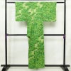 小紋 付下小紋 良品 しつけ糸付き 正絹 風景柄 袷仕立て 身丈156cm 裄丈62.5cm リサイクル着物 着物 緑・うぐいす色_画像2