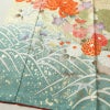 振袖 良品 金駒刺繍 正絹 花柄 袷仕立て 身丈164cm 裄丈68cm リサイクル着物 着物 箔 金彩 成人式 二十歳 二十歳の集い パーティー フォーマル 華やか 梅 萩 菊 ミントグリーン 緑・うぐいす色_画像4