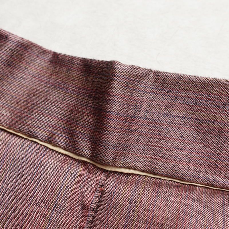 単衣 紬 バチ衿仕立て 正絹 縞柄・線柄 単衣仕立て 身丈158cm 裄丈65cm リサイクル着物 着物 紬地 ピンク_画像20