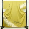 訪問着 美品 しつけ糸付き 正絹 木の葉・植物柄 袷仕立て 身丈157cm 裄丈64.5cm リサイクル着物 着物 箔 金彩 入学式 卒業式 七五三 お宮参り フォーマル 黄・黄土色_画像1