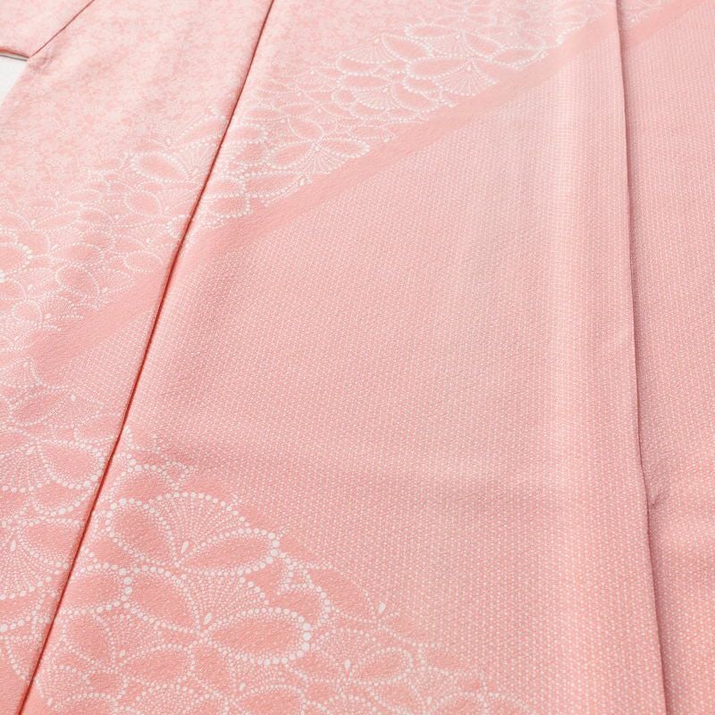 単衣 付下 美品 坂口幸市 落款入り 縮緬 正絹 古典柄 単衣仕立て 身丈162cm 裄丈66.5cm リサイクル着物 着物 ピンク_画像5