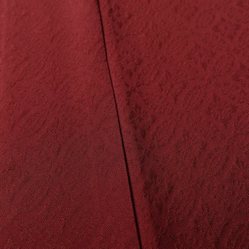 色無地 良品 しつけ糸付き 正絹 古典柄 袷仕立て 身丈167cm 裄丈67cm リサイクル着物 着物 お茶会 小豆・エンジ_画像10