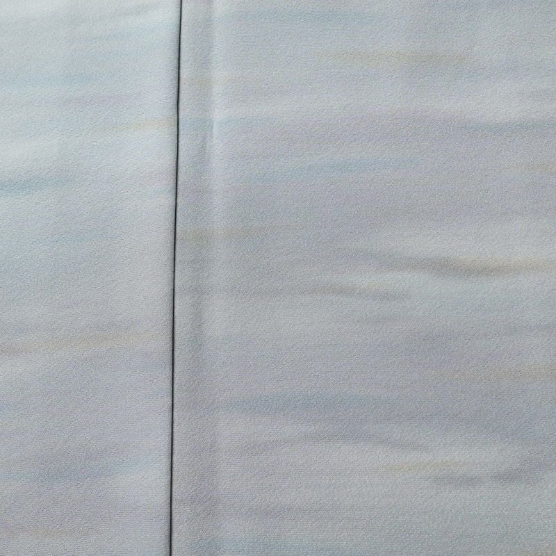 小紋 美品 しつけ糸付き 縮緬 一つ紋付き 正絹 その他の柄 袷仕立て 身丈169cm 裄丈68.5cm リサイクル着物 着物 共八掛 青・紺_画像6