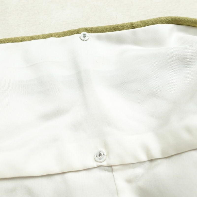 色無地 良品 しつけ糸付き 一つ紋付き 正絹 木の葉・植物柄 袷仕立て 身丈166.5cm 裄丈68.5cm リサイクル着物 着物 お茶会 フォーマル 黄・黄土色_画像20