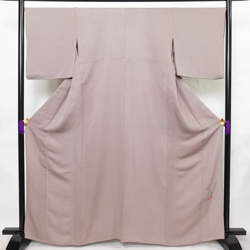 紬 着物 中古 単衣 身丈157cm 裄64.5cm M A830-11 単衣着物 紬単衣 紬 単衣 レディース 正絹 こげ茶 段々柄 絣 身丈164.5