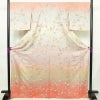 単衣 訪問着 良品 正絹 花柄 単衣仕立て 身丈168.5cm 裄丈68cm リサイクル着物 一部しつけ糸付き 着物 箔 ピンク_画像1