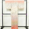 単衣 訪問着 良品 正絹 花柄 単衣仕立て 身丈168.5cm 裄丈68cm リサイクル着物 一部しつけ糸付き 着物 箔 ピンク_画像2