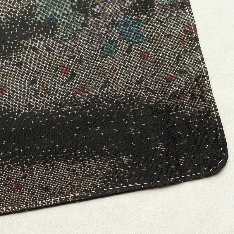 大島紬 良品 証紙なし しつけ糸付き 正絹 木の葉・植物柄 袷仕立て 身丈161cm 裄丈66cm リサイクル着物 着物 茶_画像15