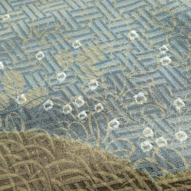 訪問着 良品 絞り 正絹 木の葉・植物柄 袷仕立て 身丈161cm 裄丈65cm リサイクル着物 着物 刺繍 金彩 入学式 卒業式 七五三 パーティー フォーマル ブルーグレー グレー_画像13