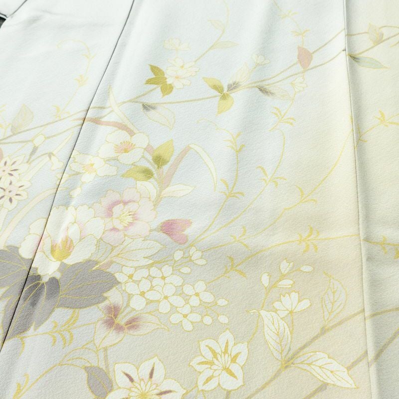 訪問着 良品 しつけ糸付き 縮緬 正絹 花柄 袷仕立て 身丈166cm 裄丈68cm リサイクル着物 着物 入学式 卒業式 七五三 お宮参り フォーマル 上品 青・紺_画像5