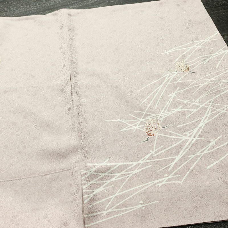 付け下げ 良品 一つ紋付き 正絹 木の葉・植物柄 袷仕立て 身丈161cm 裄丈67cm リサイクル着物 着物 箔 入学式 卒業式 七五三 お宮参り フォーマル 上品 松葉 松ぼっくり 紫・藤色_画像14