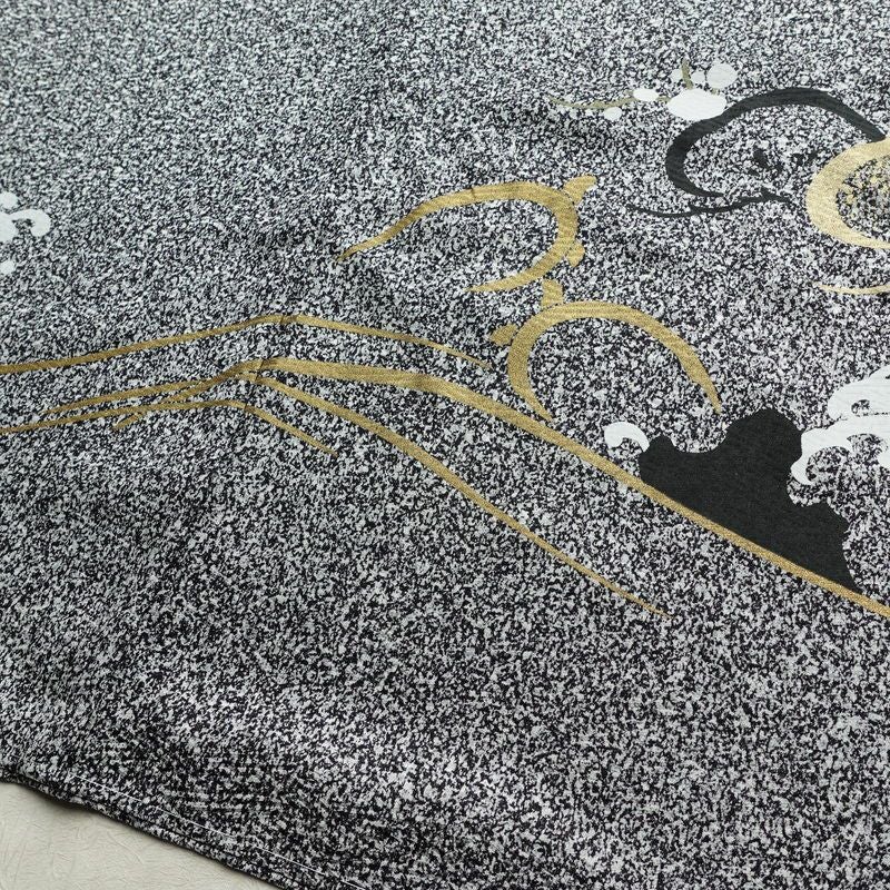 付け下げ 良品 しつけ糸付き 金駒刺繍 一つ紋付き 正絹 木の葉・植物柄 袷仕立て 身丈163.5cm 裄丈68.5cm リサイクル着物 着物 箔 共八掛 グレー_画像12